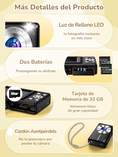 Cámara Digital 1080P 44MP Compacta con Zoom 16X y Accesorios - Fernando Cortés
