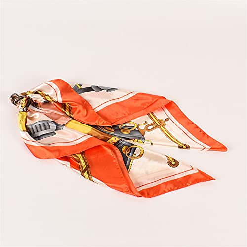 4 Pieces 35" Square Silk Head Scarf for Women Wrap Satin Print Bandanas Ponytail Hair Neck Scarfs3