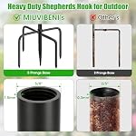 79 Inch Double Shepherds Hooks for Outdoor, Heavy Duty Bird Feeder Pole with 5 Prongs Base for Hanging Lantern, Hummingbird Feeder, Lightweight Plant, Shepherds Hook for Bird Feeders for Outside