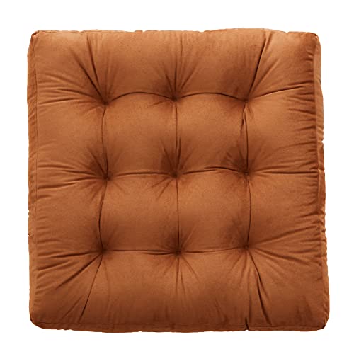 Sperame Floor Pillow Cushions，Outdoor Seat Cushion, Meditation Cushion， Solid Floor Mats For Indoor And Outdoor，20 * 20 Inch 2 Pack Brown #TOP1