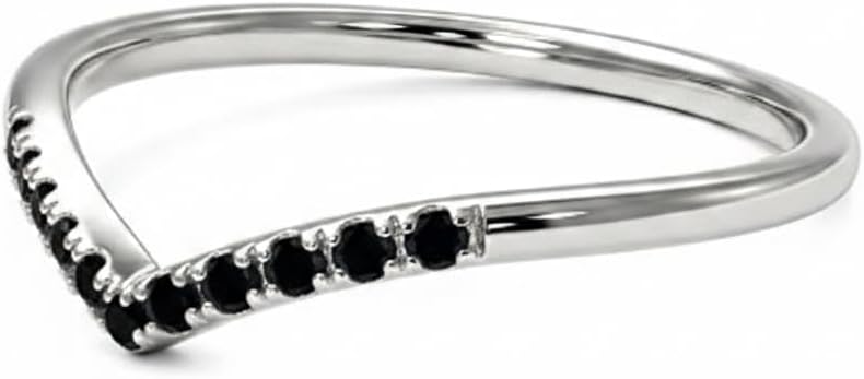 SURYAGEMS Natural Black Onyx Gemstone V Shape Daily Wear Promise 925 Sterling Silver Chevron Cutomized Ring Cute Birthstone Minimalistic Jewelry for Women Girls Girlfriend in Size:6(SR_D4_BON_6)