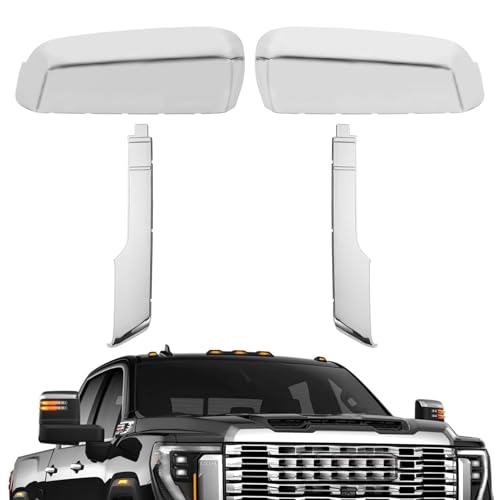 84468905 Chrome Tow Caps Tow Top+Side Clip-On Mirror Caps Sliver fits Silverado Sierra 2500HD 3500HD 2020-2025 Lower+Upper Door Mirror Replaces 84468911 by Gaogsiy - Used condition - US$31.20