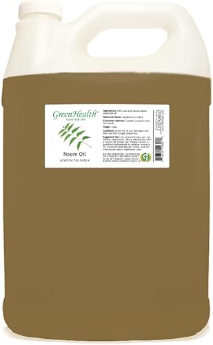 Aceite de neem - Botella de plástico de 128 onzas líquidas (1 galón) con tapa, aceite esencial 100% puro por GreenHealth