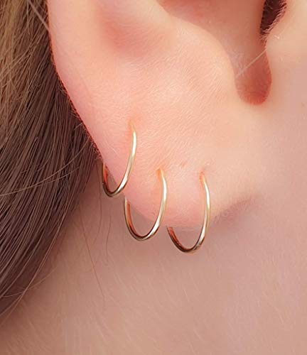 Set of 3 Gold Hoop Earrings | Small 14k Gold Filled Loop Earrings | 20 Gauge Wire Thickness | Hypoallergenic Earrings | Sensitive Earrings for Women | 3 Different Sizes 6, 8, 10mm Hoops Diameter Set of 3 Gold Hoop Earrings | Small 14k Gold Filled Loop Earrings | 20 Gauge Wire Thickness | Hypoallergenic Earrings | Sensitive Earrings for Women | 3 Different Sizes 6, 8, 10mm Hoops Diameter