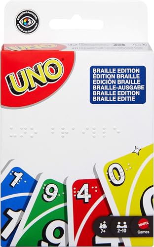 Mattel Games UNO en Braille Juego de Cartas con baraja diseñada