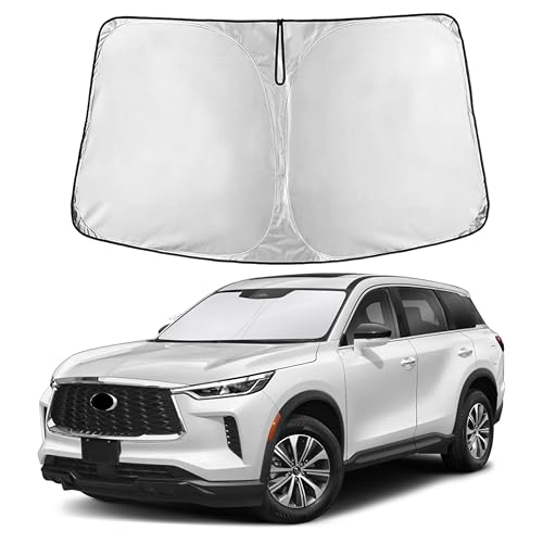 Image of EcoNour Windshield Sun Shade Compatible for Infiniti QX60 2014-2025 | SUV Front Window Sunshade | Foldable Sun Visor Protector | Blocks UV Rays & Reduces Heat