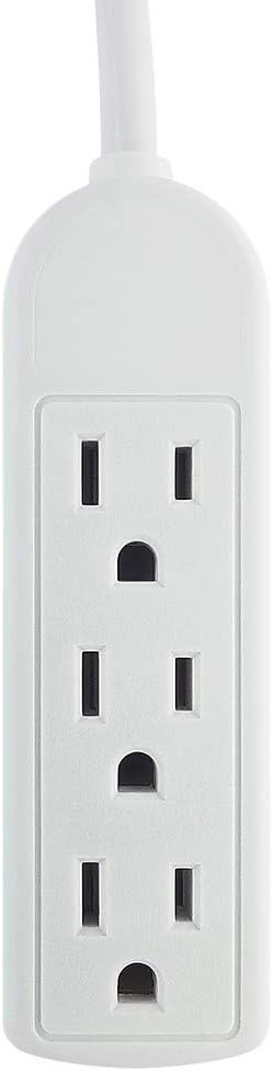 Uninex PS28E WT Compact Grounded 3-Outlet Power Strip ETL Listed, 1-Foot, White, 2-Pack