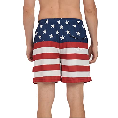 Jimlieay Mens American Flag Swimming Trunks Short Swimsuit Beach Shorts With Compression Liner Quick Dry For 4Th Of July #TOP2