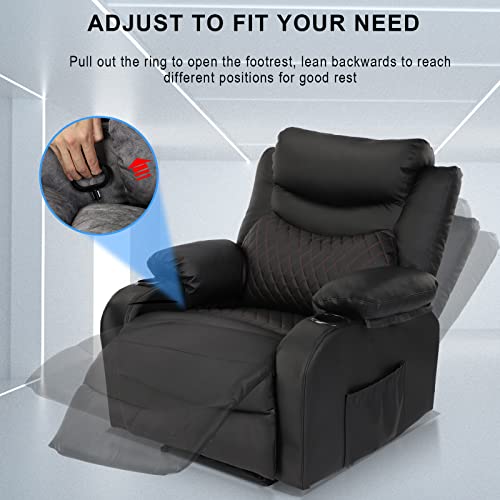Comermax Overstuffed Recliner Chairs With Massage And Heat, Heavy Duty Manual Reclining Chairs Recliners With Cup Holders For Living Room (Black) #TOP3