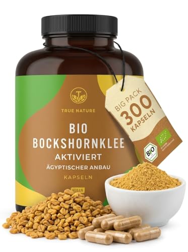Produktfoto von Bio Bockshornklee - Big Pack: 360 Bockshornkleesamen Kapseln (650mg) - Hochdosiert: 2600mg pro Tag - Fenugreek aktiviert&hellip;
