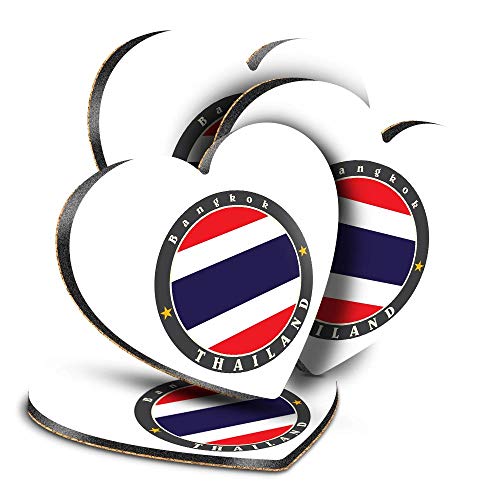 Destination Vinyl ltd Great Posavasos (juego de 4) corazón – Bangkok Tailandia bandera tailandesa viaje bebida brillante posavasos protección de mesa para cualquier tipo de mesa #5636