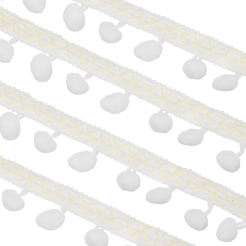 Cinta bordada con pompones blancos y flecos resistentes de 10 yardas 2