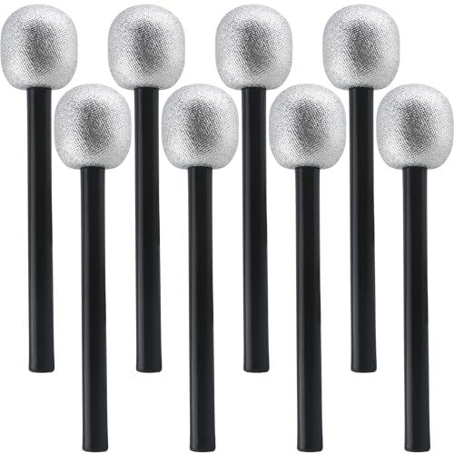 Haconba 8 Pack Microphone Toy Fake Plastic Glitter Stage Mic Costume Prop for Stage Play Cosplay Prop Birthday Disco Theme Party Favors (Color Set 3)