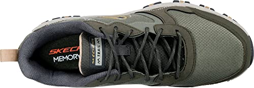 Skechers Skechers Men's Hillcrest Rocky DriftSneaker, Olive Leather Mesh Synthetic Taupe Trim, 12 US