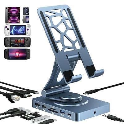 NEWQ iPad Docking Station Stand, 11-in-1 Dock with 4K 120Hz HDMI, 10Gbps Data, SD/TF 4.0, RJ45 Ethernet, Audio, Ventilated Design for iPad, Tablets, Steam Deck, ROG Ally, Legion Go, MSI Claw