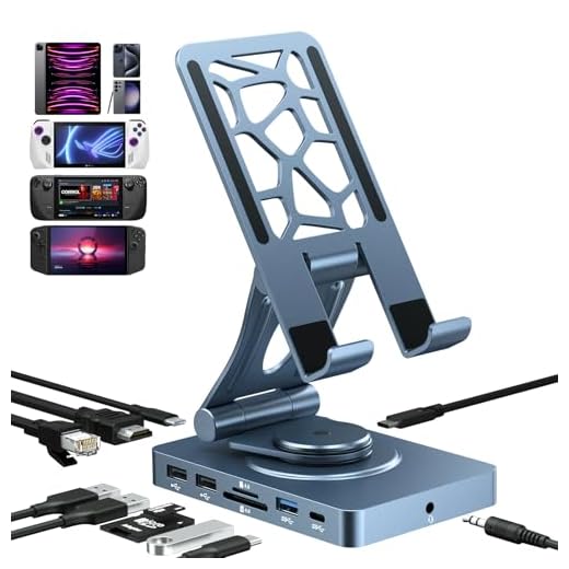 NEWQ iPad Docking Station Stand, 11-in-1 Dock with 4K 120Hz HDMI, 10Gbps Data, SD/TF 4.0, RJ45 Ethernet, Audio, Ventilated Design for iPad, Tablets, Steam Deck, ROG Ally, Legion Go, MSI Claw