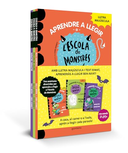 Aprendre a llegir a l'Escola de Monstres - Pack amb els llibres 7, 8 i 9: Amb lletra MAJÚSCULA (llibres per a nens a partir de 5 anys) (Montena)