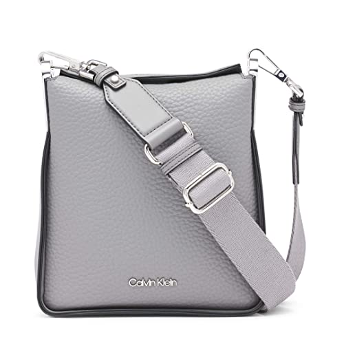 Calvin Klein Fay North/South-Bolso Bandolera (tamaño pequeño), Mujer, Gris Acero