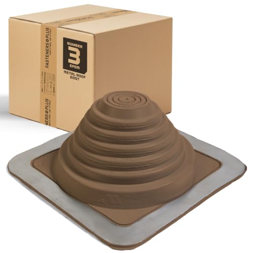 Fasteners Plus #3 Square EPDM Metal Roof Pipe Flashing Boot