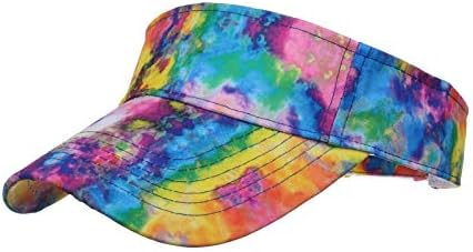 Sport Sun Visors Hat for Women Men Girl Tie Dye Adjustable Travel Cap Golf Tennis Running Summer Outdoor Quick Drying Washed Sun Hats for Women Black Visor Womens Fashion Scarves