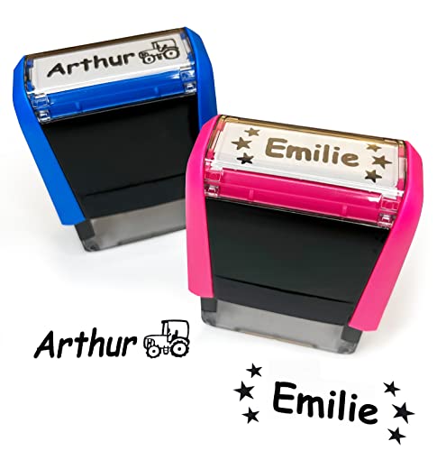 Unikatolo Kinderstempel mit Name & Motiv personalisiert, Stempel für Kleidung, Textilien und Papier Namensstempel Kinder Geschenk Kleinigkeit Nikolaus Adventskalender Textilstempel Kita und Schule