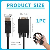 Wvxilyr One-Way DisplayPort do VGA Kabel 1,8 metra, DP do VGA 1080P Gold-Plated, adapter Displayport, kompatybilny z laptopem, komputerem, biurem, monitorem, projektorem