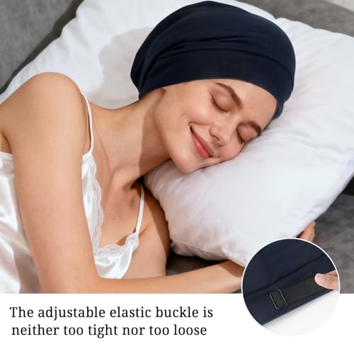 Silk Bonnet for Women Sleeping, Satin Lined Sleep Cap with Adjustable Band for Curly & Natural Hair, Silk Hair Wrap for Black Women — view 6