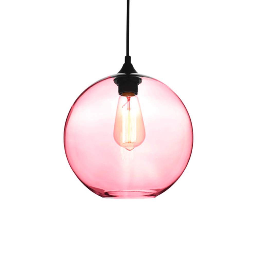 HJXDtech-New Glass Lampshade DIY Chandelier Loft Pendant Light Retro Ceiling Lamp (Pink)