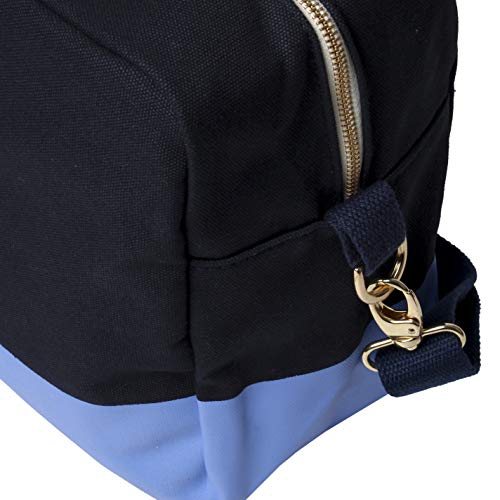 Tag&Crew Travel Duffle Multi Pocket Carry On Large Overnight Canvas Bag For Men Women With Water Proof Bottom Detachable Shoulder Strap - Blue On Navy #TOP2