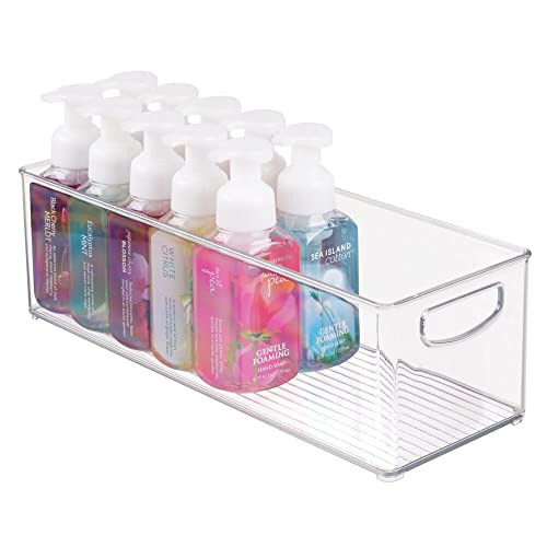 Mdesign Plastic Bathroom Organizer - Storage Holder Bin With Handles For Vanity, Cupboard, Cabinet Shelf, Linen Or Hallway Closets, Holds Styling Tools, Beauty Products, Or Toiletries - 2 Pack - Clear #TOP7