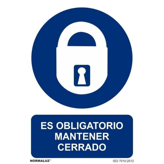 Señal Es Obligatorio Mantener Cerrado (varios formatos) con tintas UV SEKURECO