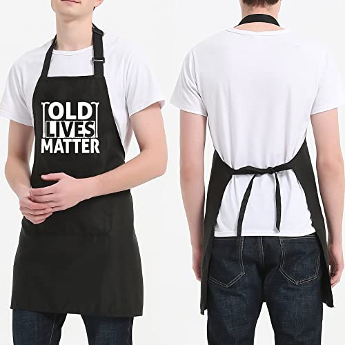 Ozoskeiw Retirement Gifts For Men Funny Grilling Aprons For Women With Pockets, Old Lives Matter Bbq Kitchen Chef Apron Birthday Gifts For Grandpa Mother Dad Mom Husband Wife #TOP1