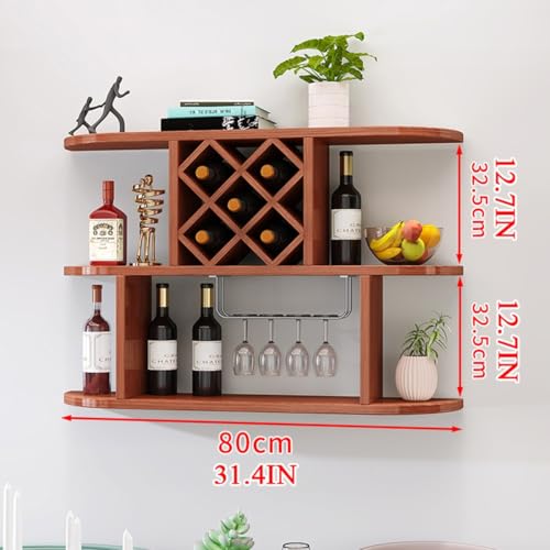 Casier à vin mural blanc 80x65 cm avec support verres et étagères