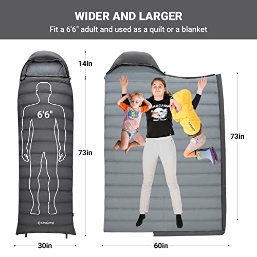 Kingcamp Down Sleeping Bag 650 Fill Power Ultralight Compact Portable Sleeping Bags For Adults Cold Weather 3 Season Backpacking Sleeping Bag For Camping Hiking Traveling With Compression Sack #TOP2