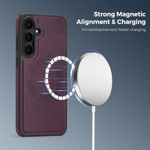 Coque cuir Samsung S25 fine protectrice antichoc et magnétique pour chargement sans fil 6.2"