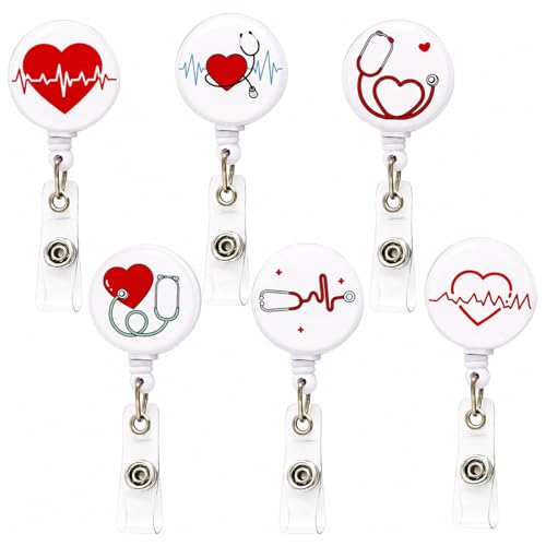 Cute Heart Nurse Badge Reel 6-Pack