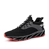 Zapatillas de Deportes Hombre Mujer Zapatos Deportivos Running Zapatillas para Correr Ligero y con Estilo Negro Blanco Gris Dorado 18 Negro Rojo 44