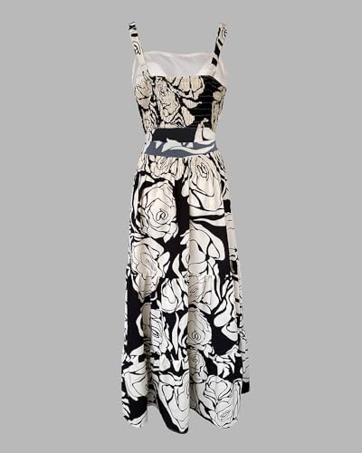 Image of CHICME Summer Dresses for Women 2026 Sleeveless Casual Boho Maxi Dress Square Neck Cut Out Floral A Line Dress