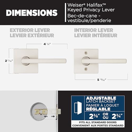 Weiser Halifax 6 Pack Satin Nickel Door Handles, Reversible Passage Levers for Left & Right Handed Doors, Interior Door Hardware for Hall and Closet, Non-Locking, Home Décor by Weiser - Used condition - Image 5
