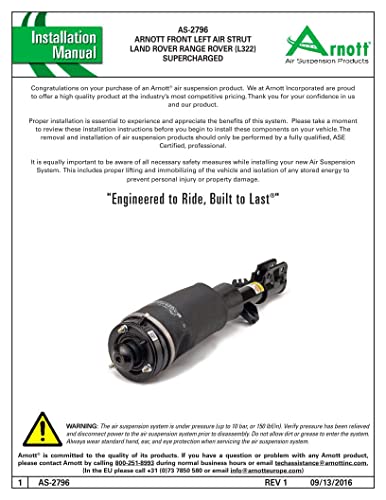 Arnott As-2796 Front Left Air Strut (06-09 Land Rover Range Rover (Supercharged Only)) #TOP4