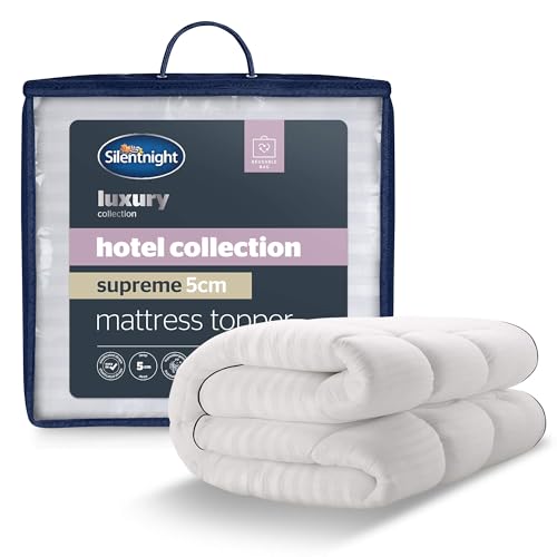 Silentnight Hotel Collection - Cubrecolchón tamaño King – Lujoso, Suave, Sedoso, cómodo, 5 cm de Grosor, Protector de colchón con Correas elásticas de Ajuste Profundo, tamaño King, 200 x 150 cm