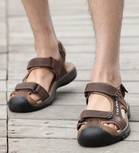 Men Closed Toe Walking Sandals Leather Sports Outdoor Sandals Water Shoes Summer Holidays Beach Sandals Fisherman Sandals3