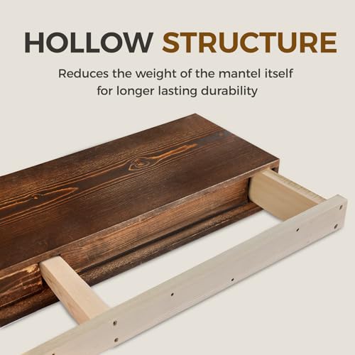 YLYHSST 72'' Fireplace Mantel, 3'' Thick Pine Wood Floating Shelf, Brown by YLYHSST - Image 7
