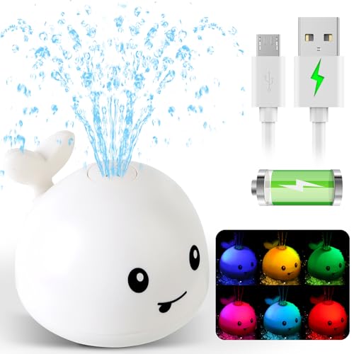 Image of Baby Bath Toys for Kids Ages 1-3, Easter Basket Stuffers for Baby 1 2 3 Year Boy Girl, Whale Bath Toy Sprinkler Light up Bath Toys for Babies 6-12 Months, Toddlers Bathtub Toys Baby Birthday Gifts