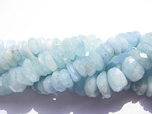 Weekbeads Genuine Aquamarine Beryl gemstone freeform nuggets Rondelle Faceted Blue beads 12-16mm full strand