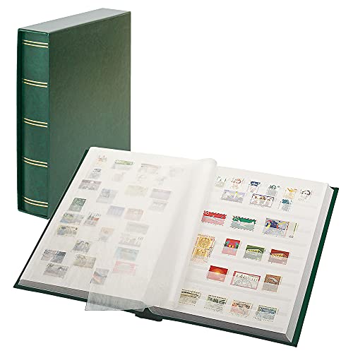 Livre de timbres Lindner Elegant vert haut de gamme avec son boîtier de luxe