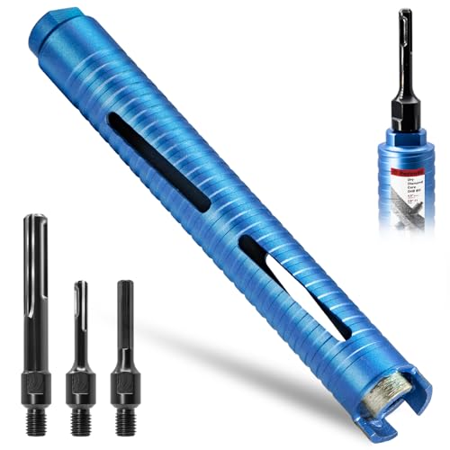 Image of 1-3 /8 inch Core Drill Bit with 3 Adapters Included: SDS Plus, SDS Max and 1 /2 inch Hex Abor, 5 /8 inch-11 Thread, 9.5 inch Drilling Depth Core Bits for Concrete Brick Block, Motar, Masonry(36mm)