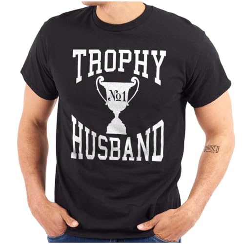 Trophy Husband No. 1 Hubby Award Mens Graphic T Shirt Tees Black