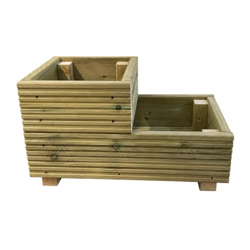 Image of Cutncraft Designs 2 Tier Wooden Planters for Garden – Raised Planters Outdoor – 2ft Planter Box