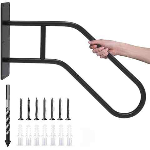 Hand Rails for Outdoor Steps, Handrails for Indoor Stairs, U-Shaped Wall Mounted Stair Handrail for 1-3 Steps, 22.8in Safety Grab Bars with Matte Finished for Elderly,Kids,Disabled, Pregnant Women Cover